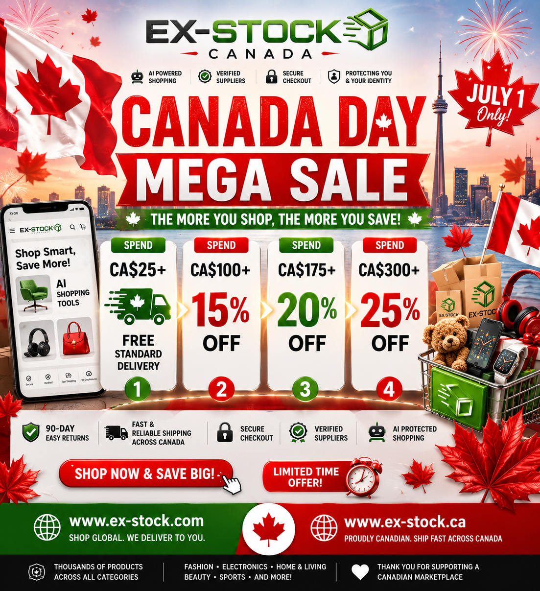 Canada Day Sale 2026: Up to 25% Off + Free Shipping at EX-STOCK Canada 🇨🇦