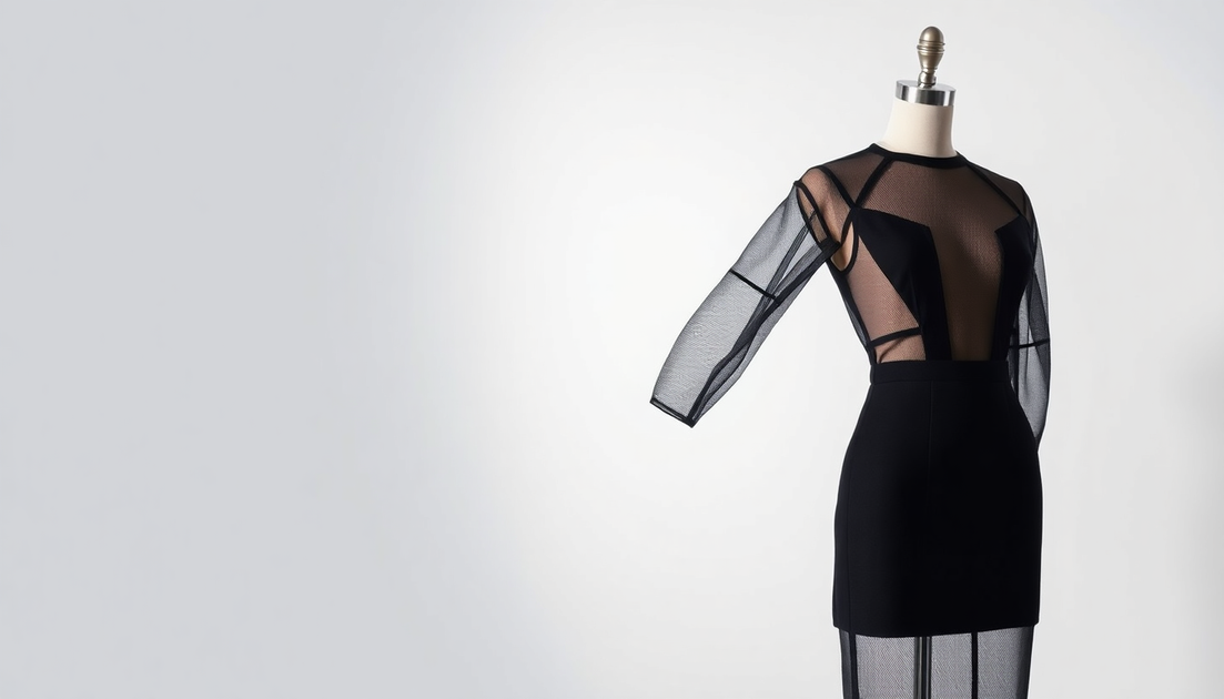 Elevate Your Style with the Captivating Black Panel Mesh Dress from EX-STOCK Canada - EX-STOCK Canada