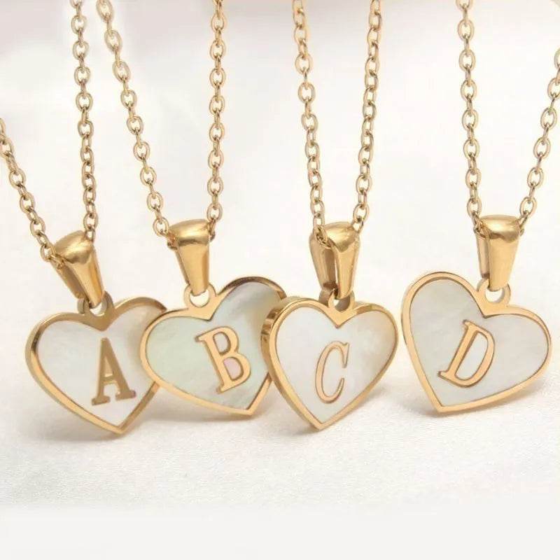 26 Letter Heart-shaped Necklace White Shell Love Clavicle Chain Fashion Personalized Necklace For Women Jewelry Valentine's Day - EX-STOCK Canada