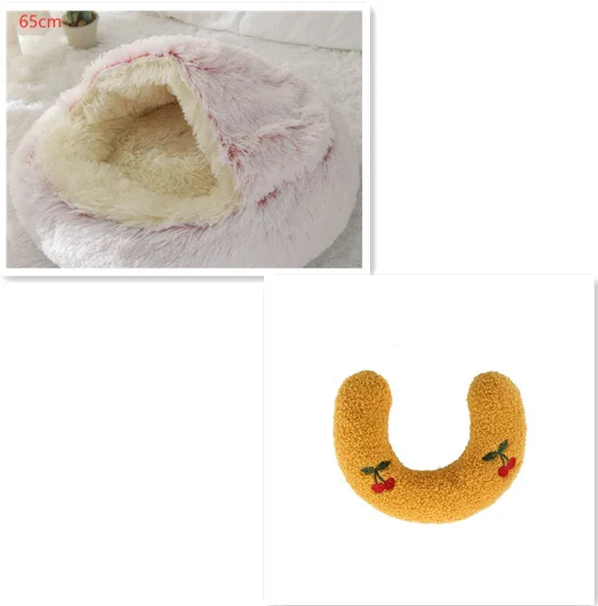 Cama para Perros y Gatos 2 en 1 Cama de Invierno para Mascotas Redonda de Felpa Cálida Suave Cama de Felpa Larga para Mascotas Productos para MascotasEX-STOCK Canada