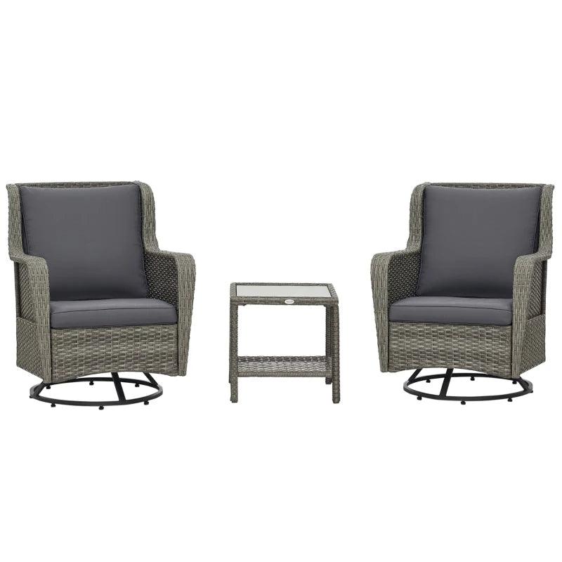 Patio Bistro Set, Porch Furniture With 360 Rotation & Rocking Function,, Gray EX-STOCK Canada