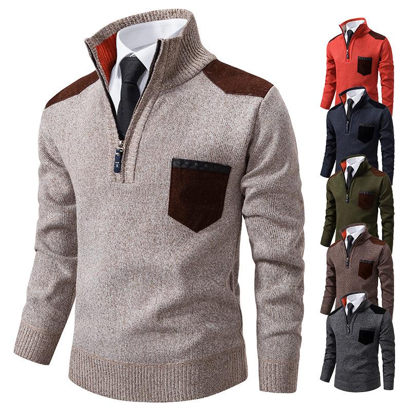 Pullover Herren Pullover Dicke Polohemden Koreanische Halb-Reißverschluss Kalte Bluse Stehkragen Herbst Winter Oberbekleidung Luxus StoffEX-STOCK Canada