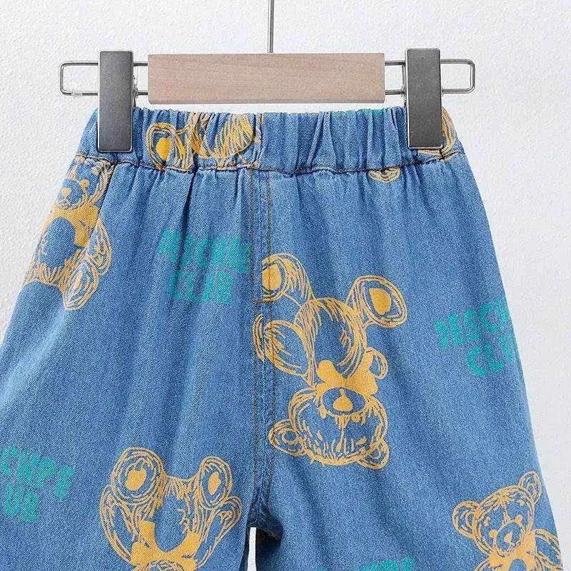 Denim Short Sleeve Shirt Outfit Trendy Handsome Clothes Boys Denim two piece for boys - EX-STOCK Canada