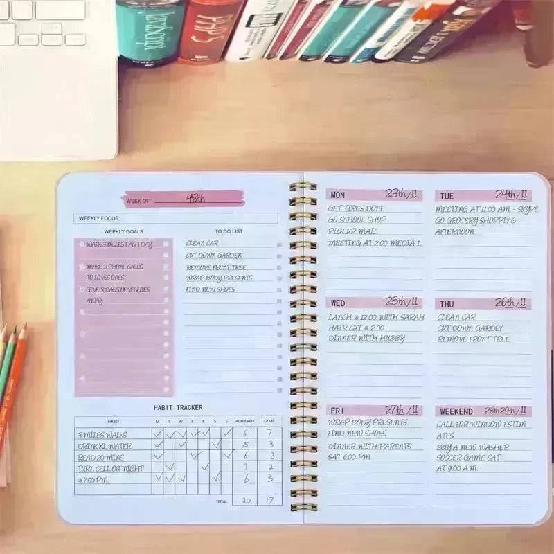 Non Dated Daily Weekly Monthly Planner Agenda Notebook Diary - EX-STOCK CANADA