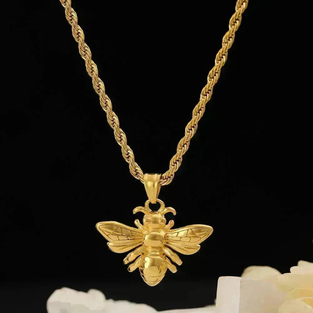 Collier d'abeille en acier en titane or en acier inoxydable