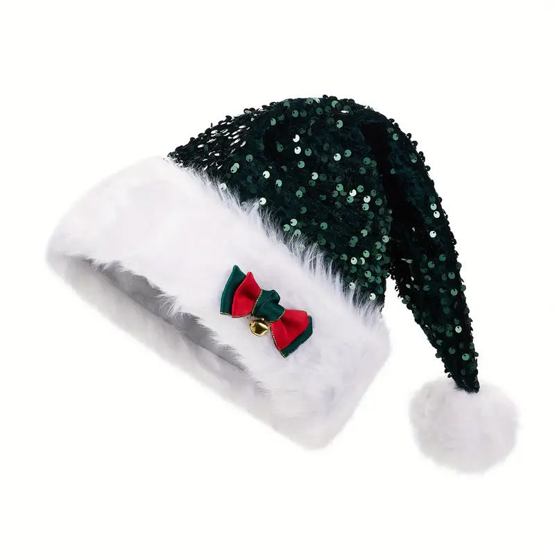 Christmas Hat Red Paillette Bowknot Plush Decorative Hat EX-STOCK Canada