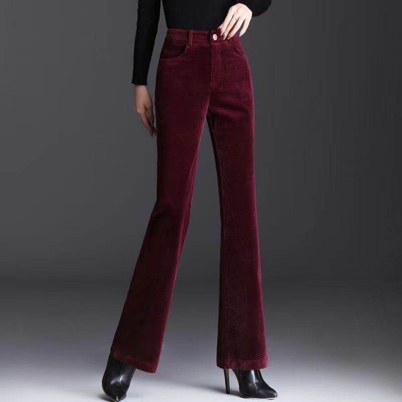 High-grade Bootcut Trousers Women's Corduroy Flared Pants Draping Effect - EX-STOCK Canada