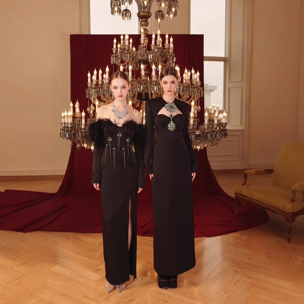Temperament Long Sleeve Bandage Tight European And American Diamond Dinner Dress EX-STOCK Canada