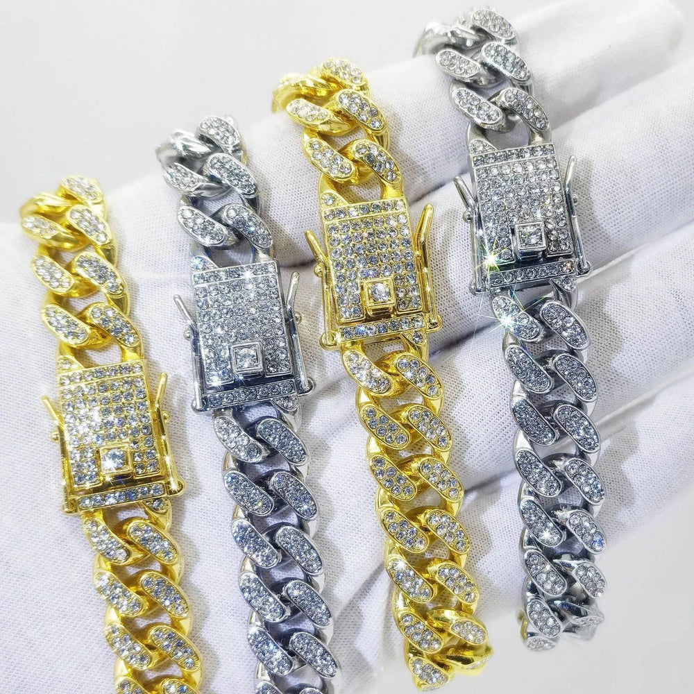 Flat Cuban Link Chain Diamond Bracelet - EX-STOCK Canada