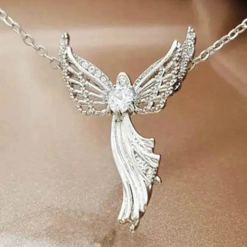 Diamond Modern Angel Pendant Necklace for Women - EX-STOCK Canada