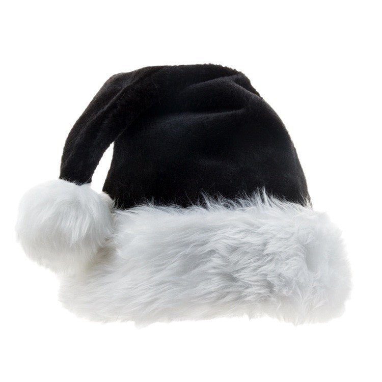 Black Christmas Hat Halloween Plush Hat Thickened Plus-sized Christmas Hat EX-STOCK Canada