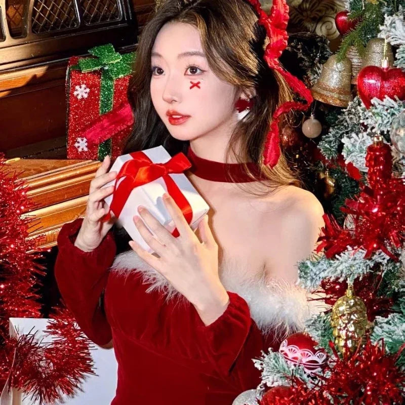 Red One-line Shoulder And Hip Dress EX-STOCK Canada