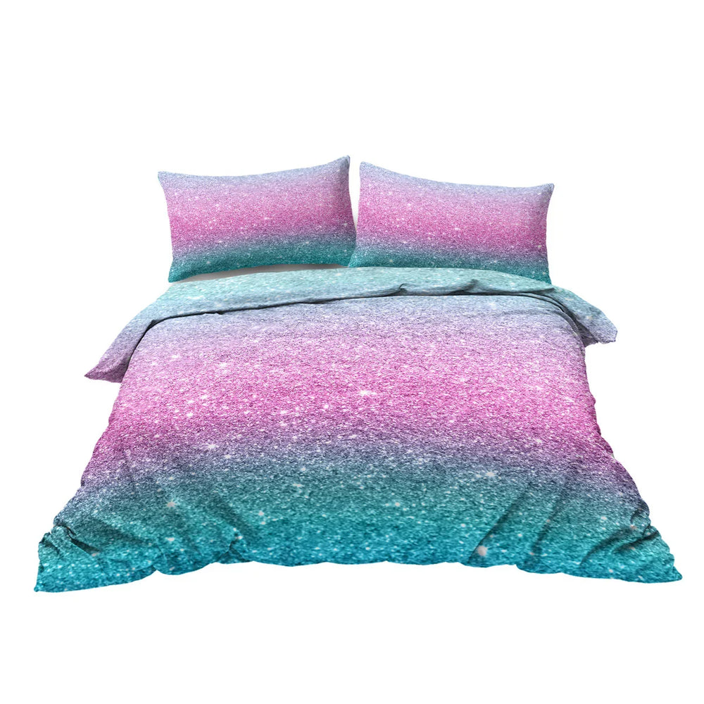 Girly Duvet Cover Rainbow Glitter Ombre Bedding Sets 3 Pcs Chic Purple Blue Green Pastel Bed Spreads Sparkle Quilt Cover Set With 2 Pillow Shams EX-STOCK Canada
