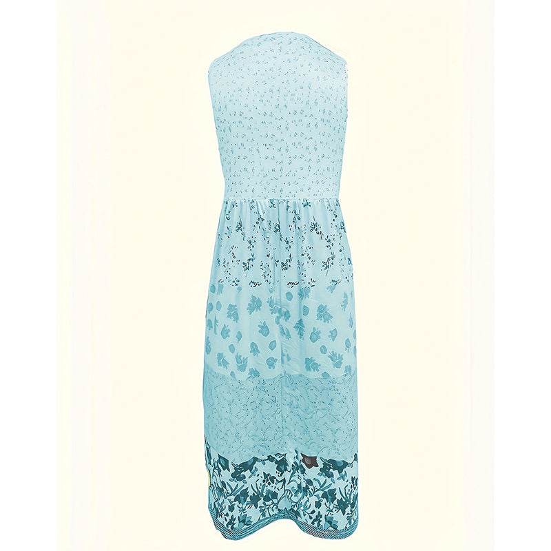 Casual Summer Boho Dress Floral Sleeveless Midi Dress - EX-STOCK Canada
