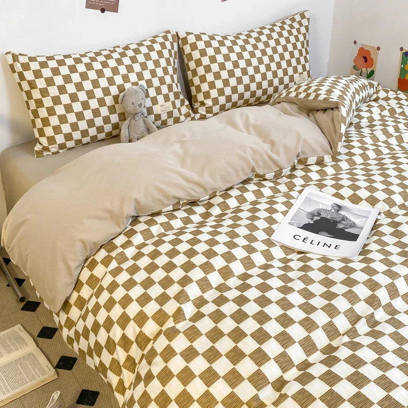 Solid Color Double Stitching Washed Cotton Duvet Cover Bedding EX-STOCK Canada