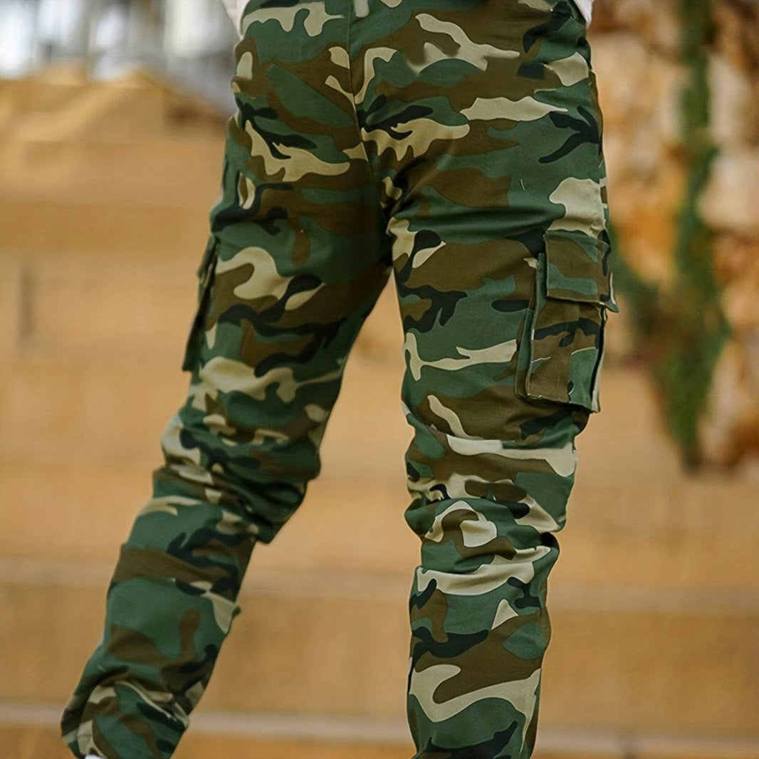 Multi-pocket Camouflage Ankle-tied Men's Military Casual Cargo Slim fit Pants trouser - EX-STOCK Canada