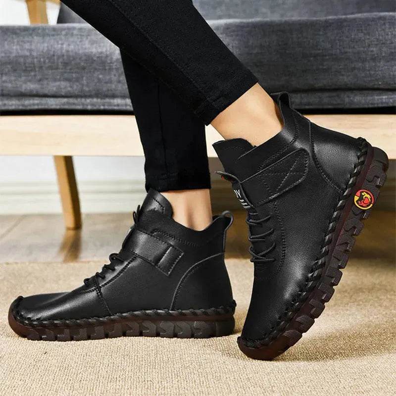 Women Snow Boots Winter Warm Lace Up Plush Ankle Boots With Sewing Thread Design New Waterproof Non-slip Platform Cozy Shoes - EX-STOCK Canada