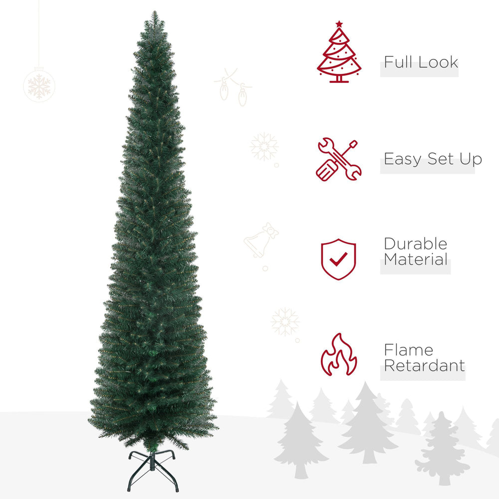 7FT Artificial Christmas Tree Xmas Pencil Tree Holiday Home Indoor Decoration With Foldable Black Stand For Party, Green EX-STOCK Canada