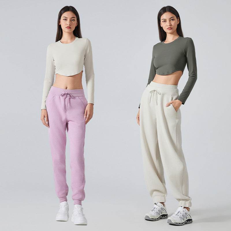 Women Slim Fit Long Sleeve Crop top Workout Sports Gym top - EX-STOCK Canada