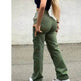 Straight Leg Cargo Pants Women High Waist Casual Baggy Pants - EX-STOCK Canada