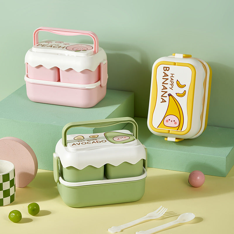 Women's Fashion Simple Cute Double-layer Large Capacity Lunch Box EX-STOCK