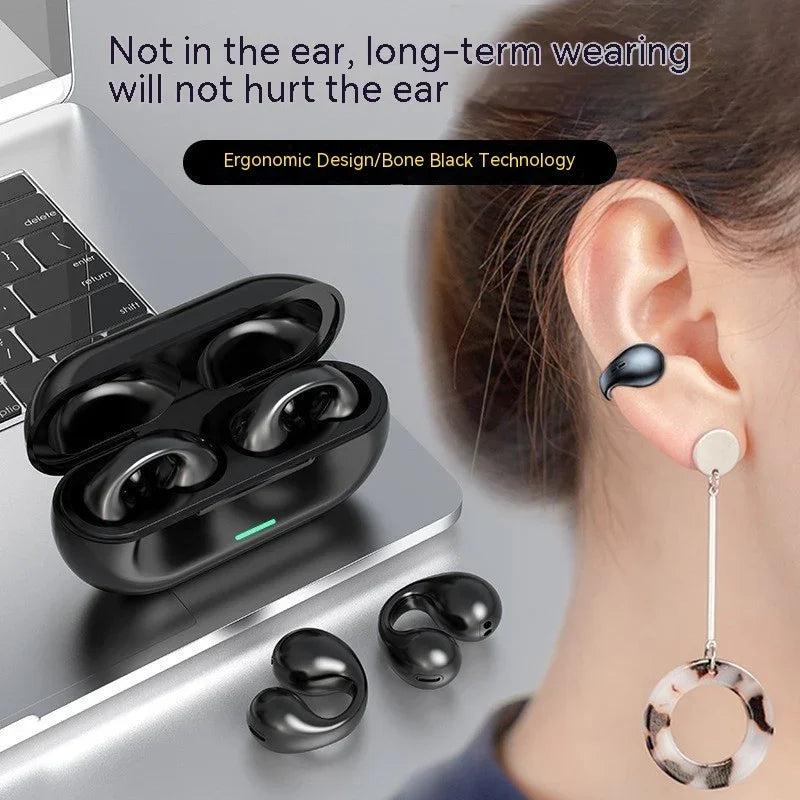 Wireless Ear Clip Bluetooth Headset TWS Comfortable Wear Not In-Ear Sports Wireless Bone Conduction 5.3 Bluetooth Headset EX-STOCK Canada