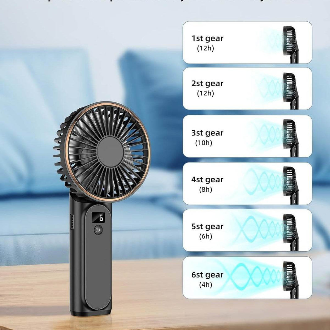 Handheld Desktop Halter Six-gear Can Be Used As Power Bank Digital Display Fan - EX-STOCK Canada