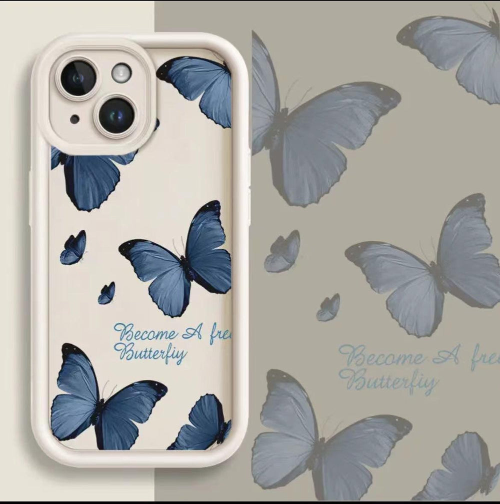 Custodia per telefono resistente alle cadute con bordatura stampata a farfalla bluEX-STOCK Canada