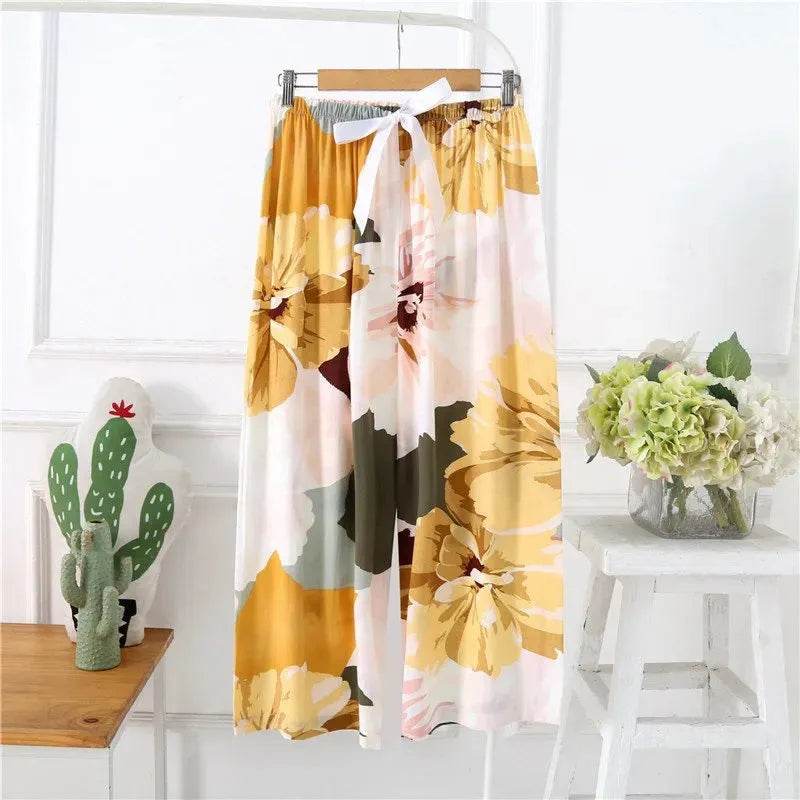 Cotton Silk Pajama Lounge trouser Pants Summer Women - EX-STOCK Canada