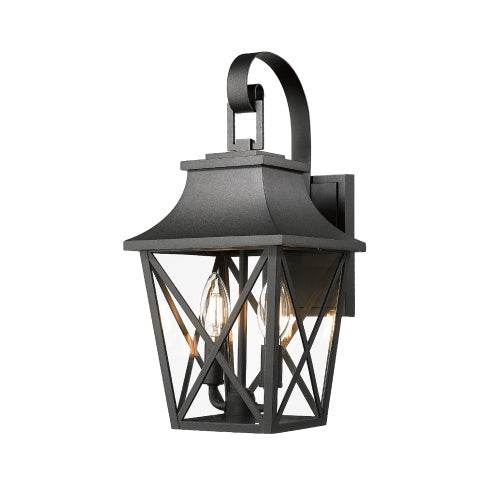 Black Outdoor Wall Light 2 Lights, Large Outdoor Modern Wall Light Fixtures, Industrial Porch Light Wall Mounted With Glass, Waterproof Farmhouse Exterior Light Lighting - EX-STOCK Canada