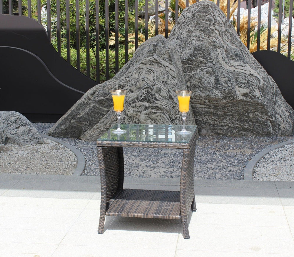 Muebles de Patio al Aire Libre 1 Mesa de Café con Vidrio Templado TransparenteEX-STOCK Canada