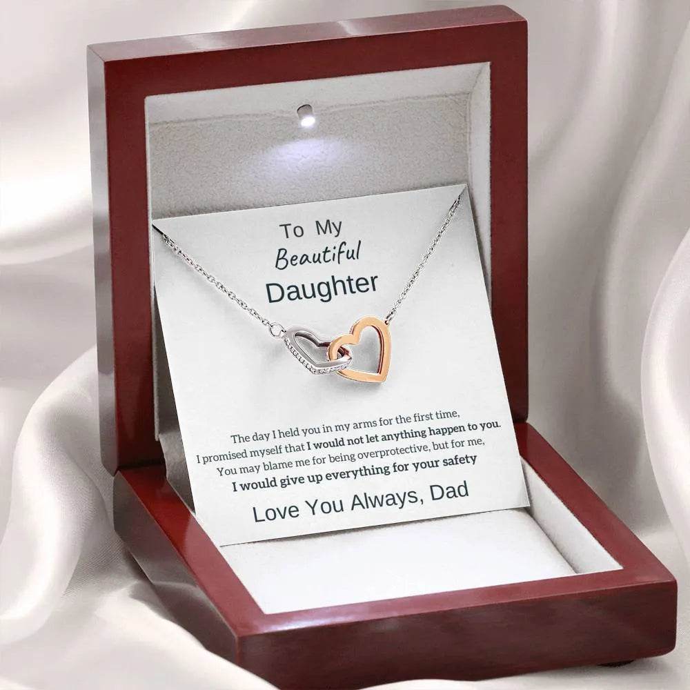 Double Heart Necklace Personalized Design Two-color Peach - EX-STOCK Canada