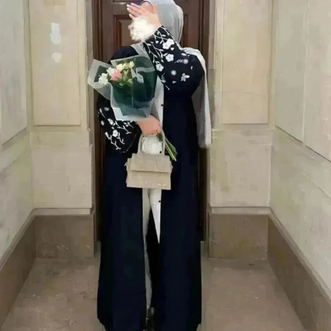 Luxury Dubai Abaya Dress Turchia Abaya Kimono Medio Oriente Dubai Abito da cardigan ricamato da donna
