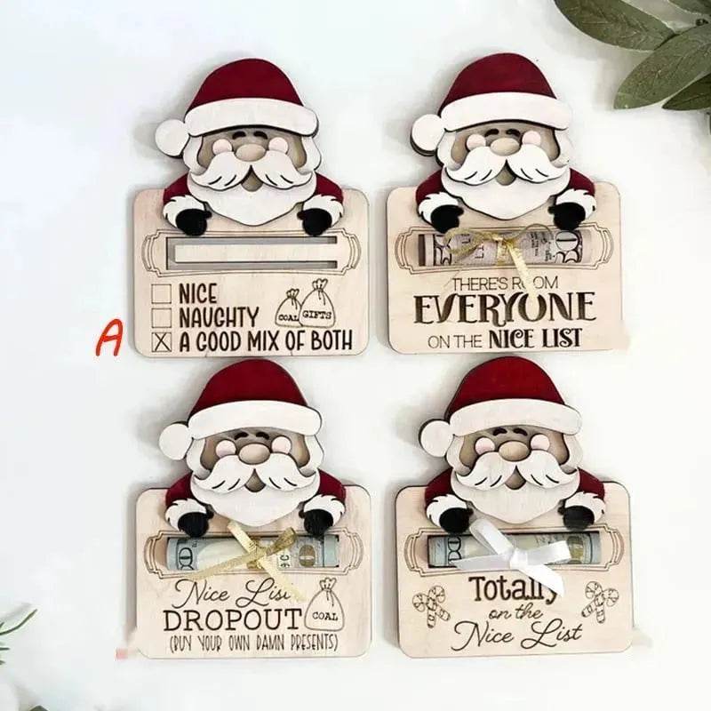 Wooden Cute Santa Claus Cash And Gifts Card Clamp Creative Christmas Decoration Ornaments - EX-STOCK Canada