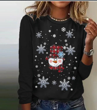 Snowman Printed Panel Loose Sweater EX-STOCK Canada