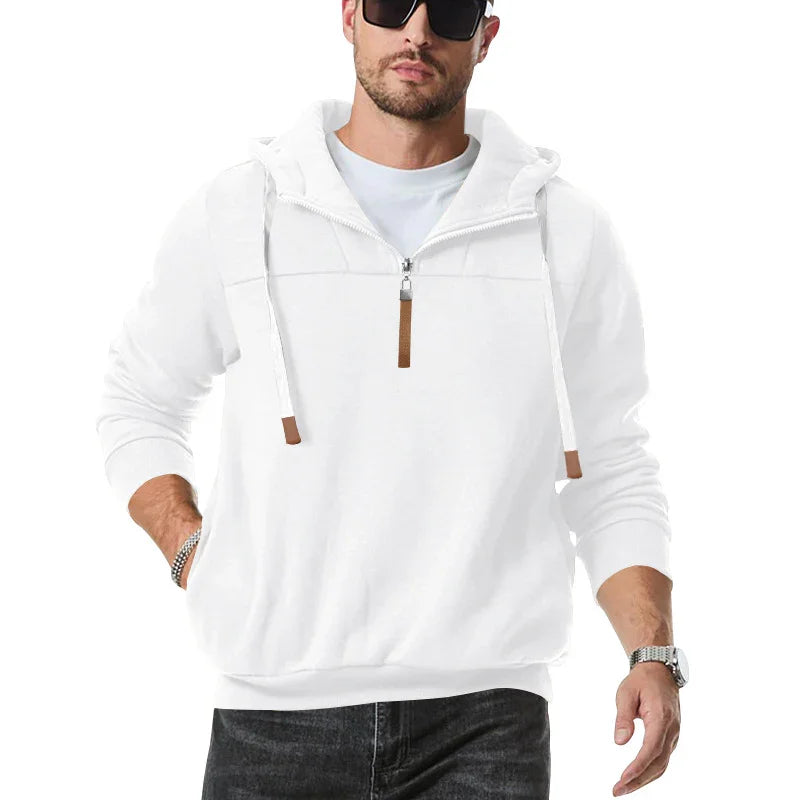New Men's Heavy Fleece-lined Half-zip Sporty Casual Hooded Sweatshirt EX-STOCK Canada