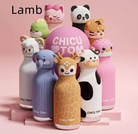 CHICU TOM Kids Animal Thermos Water Bottle – 480ml Insulated Cup with 3D Cartoon Lid | 9 Designs