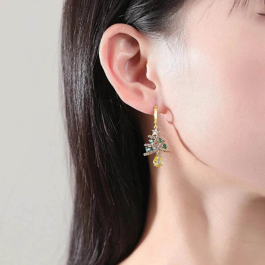 New Christmas Tree Earrings With Colorful Rhinestones Fashion Personality Shining Earrings Gift For Women Jewelry - EX-STOCK Canada