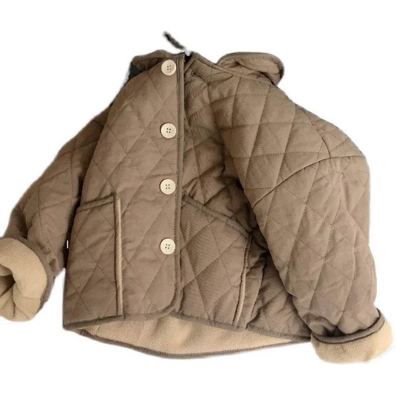 Coat Girls' Cashmere Cotton-padded Coat Lapel Warm Coat - EX-STOCK Canada
