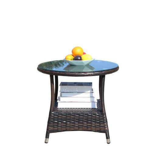 Muebles de Patio al Aire Libre 1 Mesa de Café Redonda con Vidrio Templado TransparenteEX-STOCK Canada