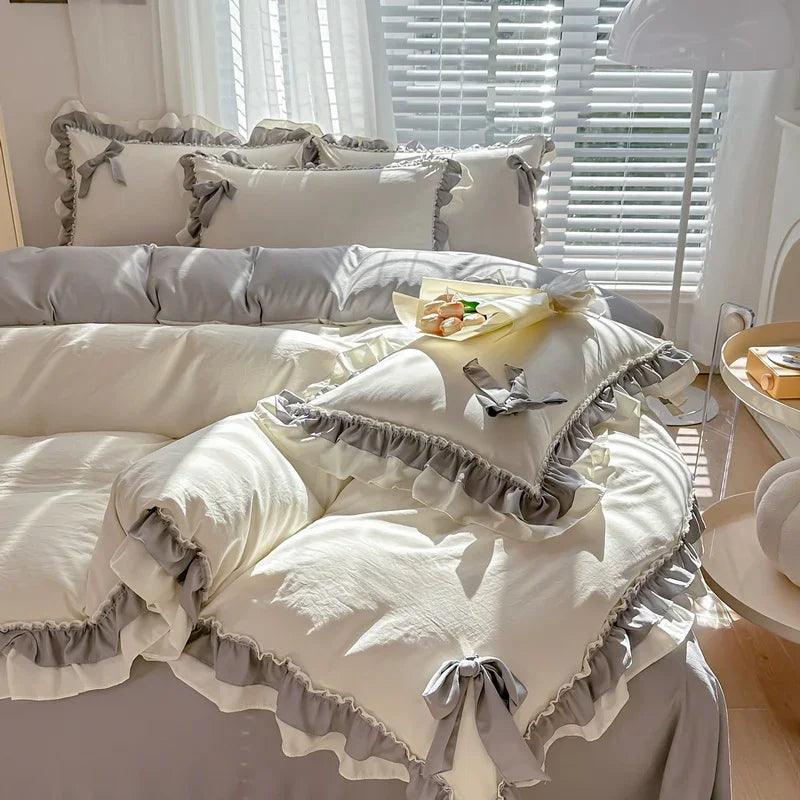 Solid Color Lace Bedsheet And Duvet Cover EX-STOCK Canada