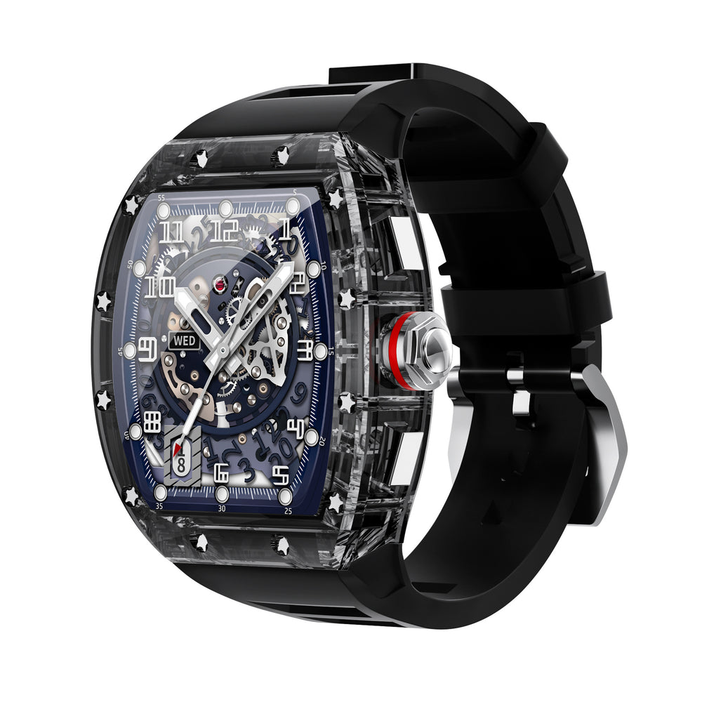 Black WS6 Richard Luxury Skeleton Smartwatch – Bluetooth Calling, Health Monitoring | 9 Colours
