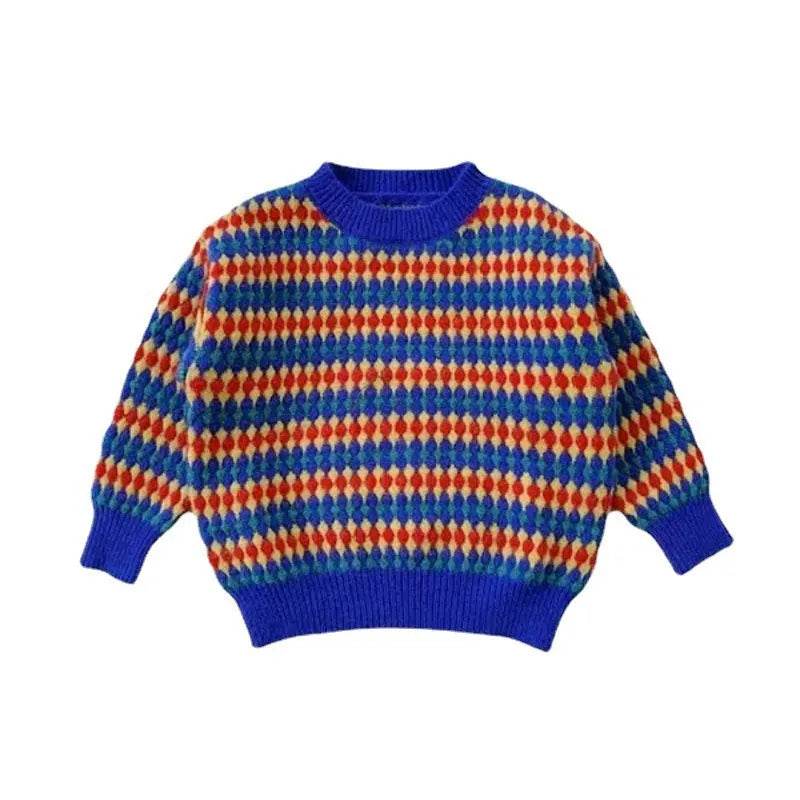 Children Rainbow Stripes Baby Round Neck Pullover Sweater Kids - EX-STOCK Canada