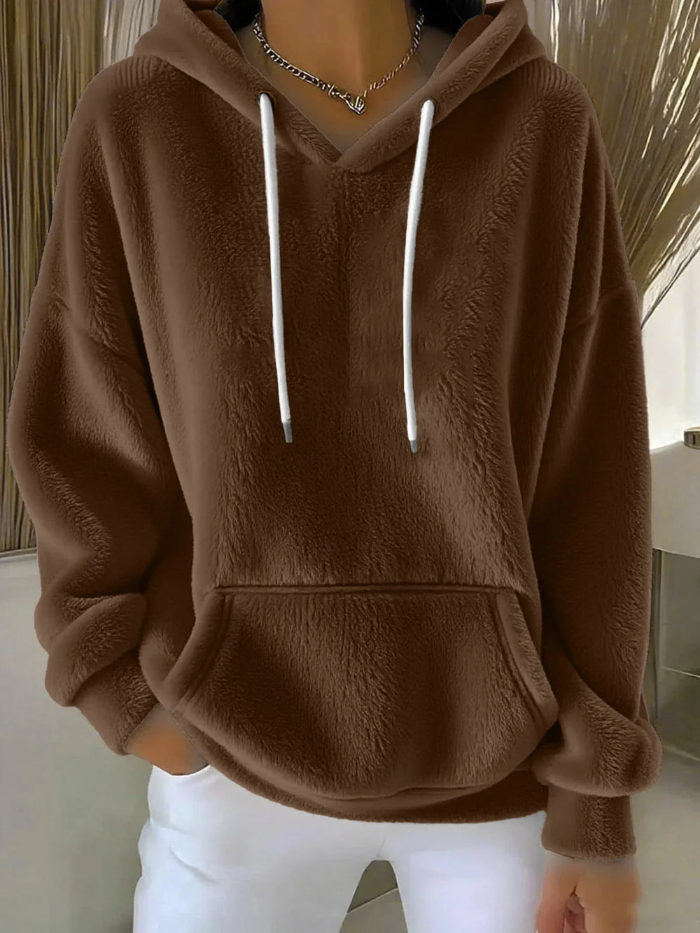 Women's Solid Color Lamb Fleece Lined Versatile Sweatshirt For Autumn And Winter EX-STOCK Canada