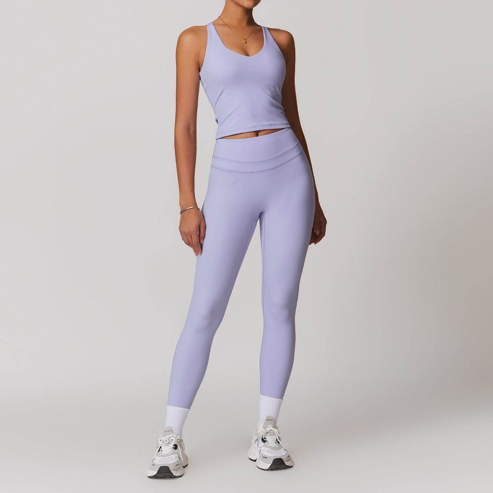 2pcs Nude feel short sleeve Workout Clothes for women Yoga Gym Clothes set - EX-STOCK Canada