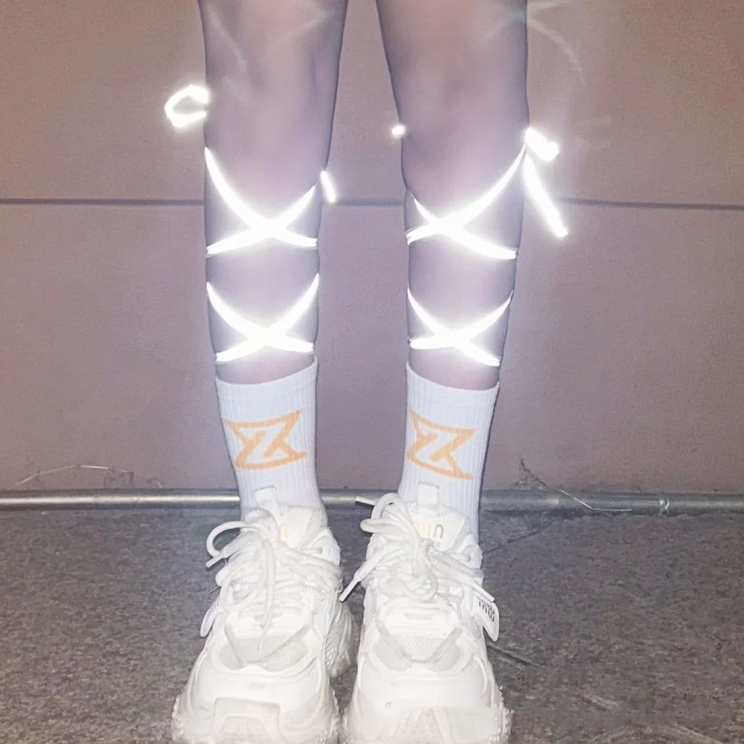 Christmas Reflective Luminous Dance Strap Women's Socks EX-STOCK Canada