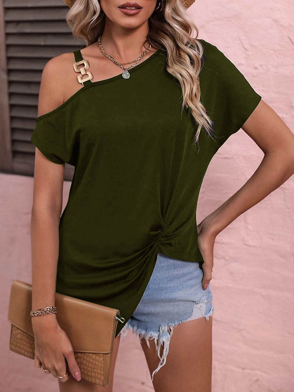 Women Clothes Off Shoulder Blouse Summer Irregular Design Tops Shirt - EX-STOCK Canada
