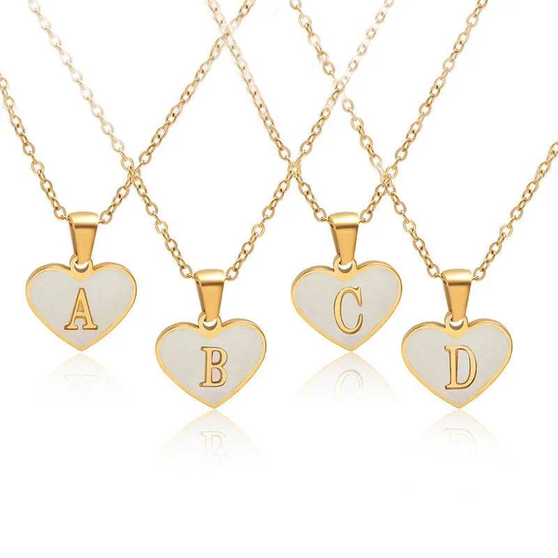 26 Letter Heart-shaped Necklace White Shell Love Clavicle Chain Fashion Personalized Necklace For Women Jewelry Valentine's Day - EX-STOCK Canada