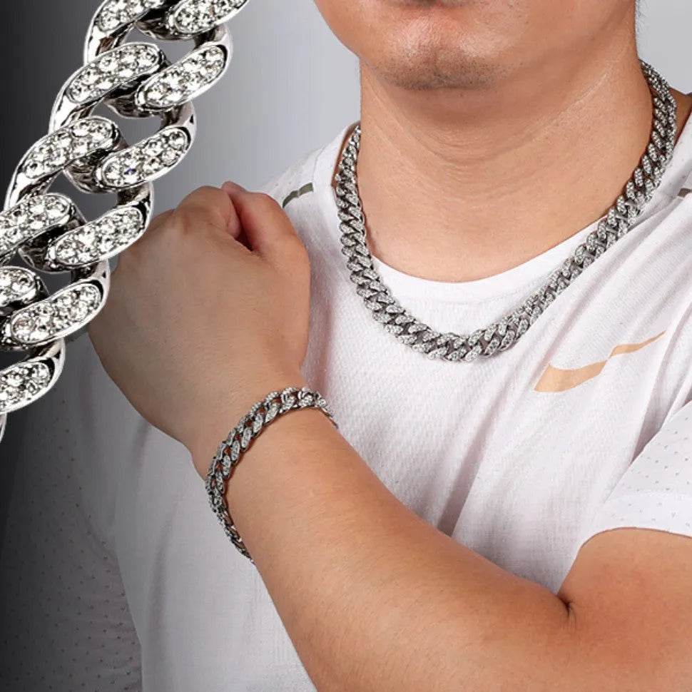Alloy Line Cuban Link Chain Diamond Bracelet - EX-STOCK Canada