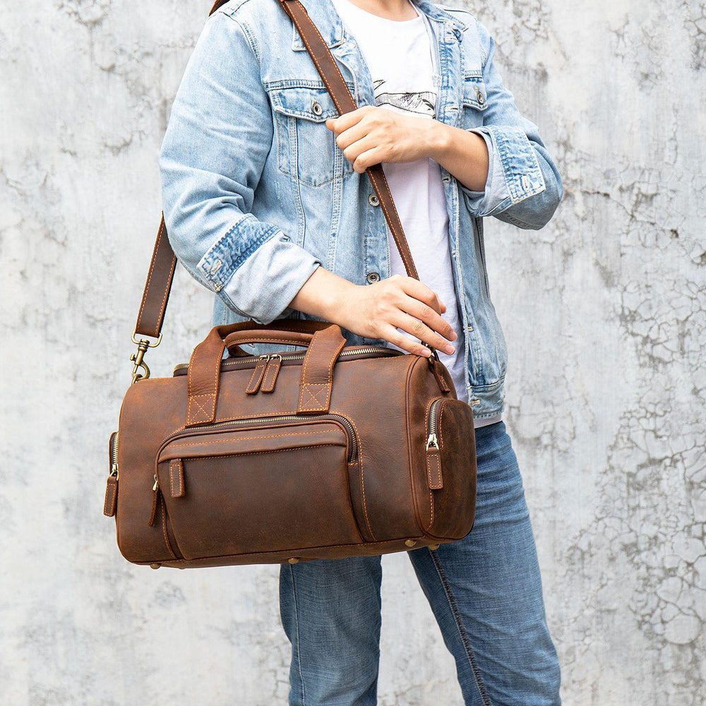 Nuovo borsa da uomo in pelle fatta a mano retrò, grande capacità | EX-STOCK Canada